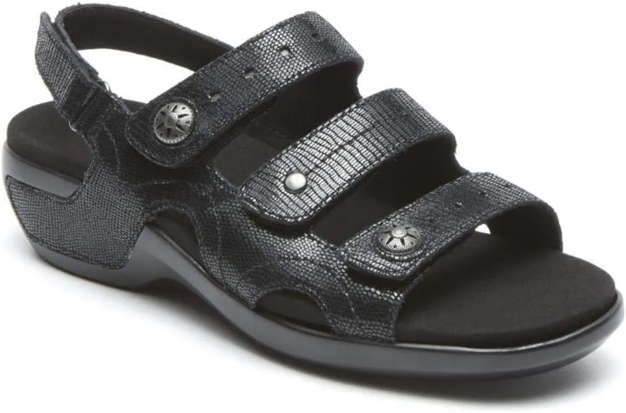 Aravon Women's Power Comfort Three Strap Heeled Sandal