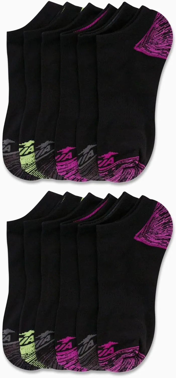 Avia Womens No Show Socks - 12 Pack Soft Stretch Moisture Wicking Athletic Low Cut Socks for Women (Size 4-9, Extended: 9-12)