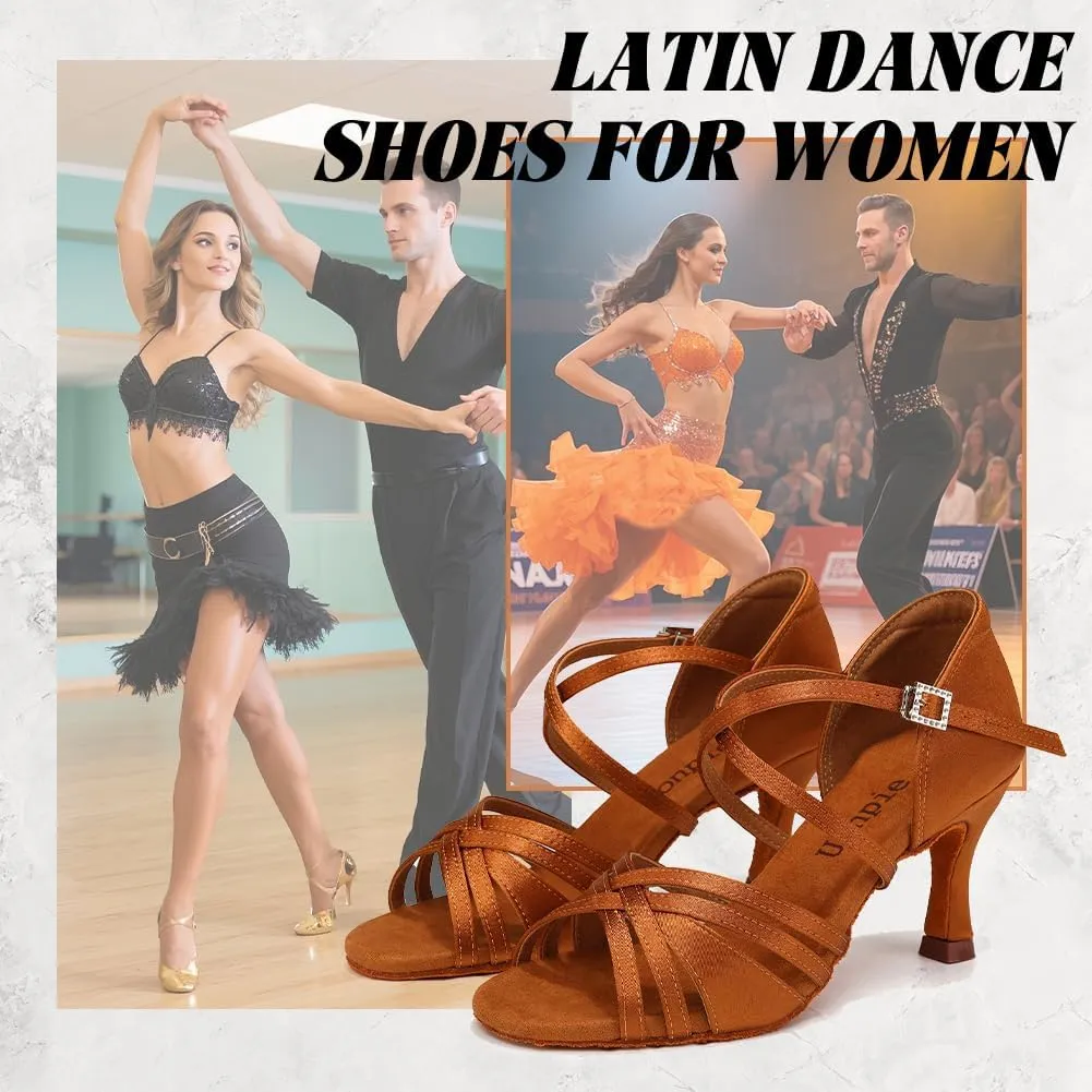 Ballroom Latin Dance Shoes for Women Open Toe Salsa Tango Professional Dance Shoes 3 Inch