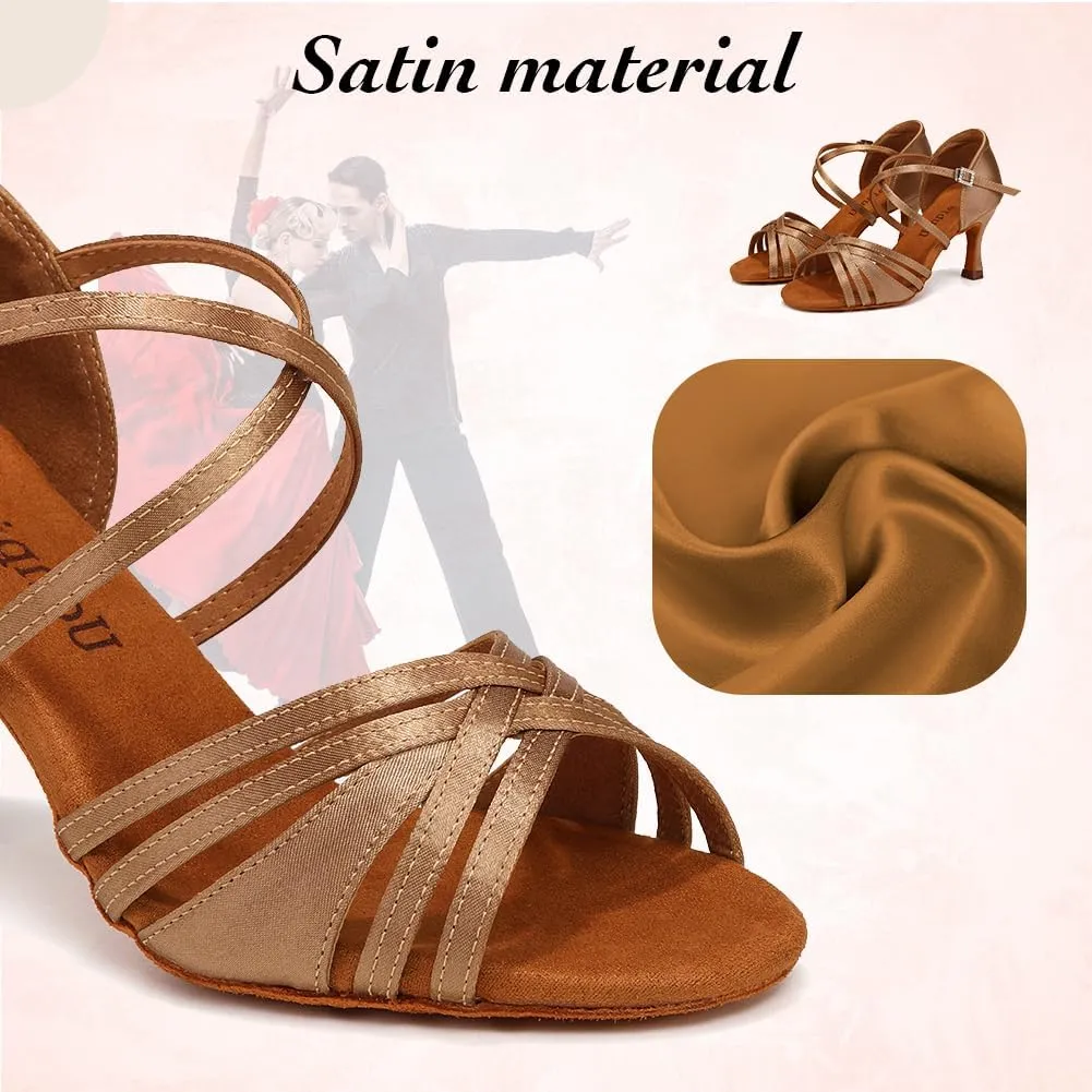 Ballroom Latin Dance Shoes for Women Open Toe Salsa Tango Professional Dance Shoes 3 Inch