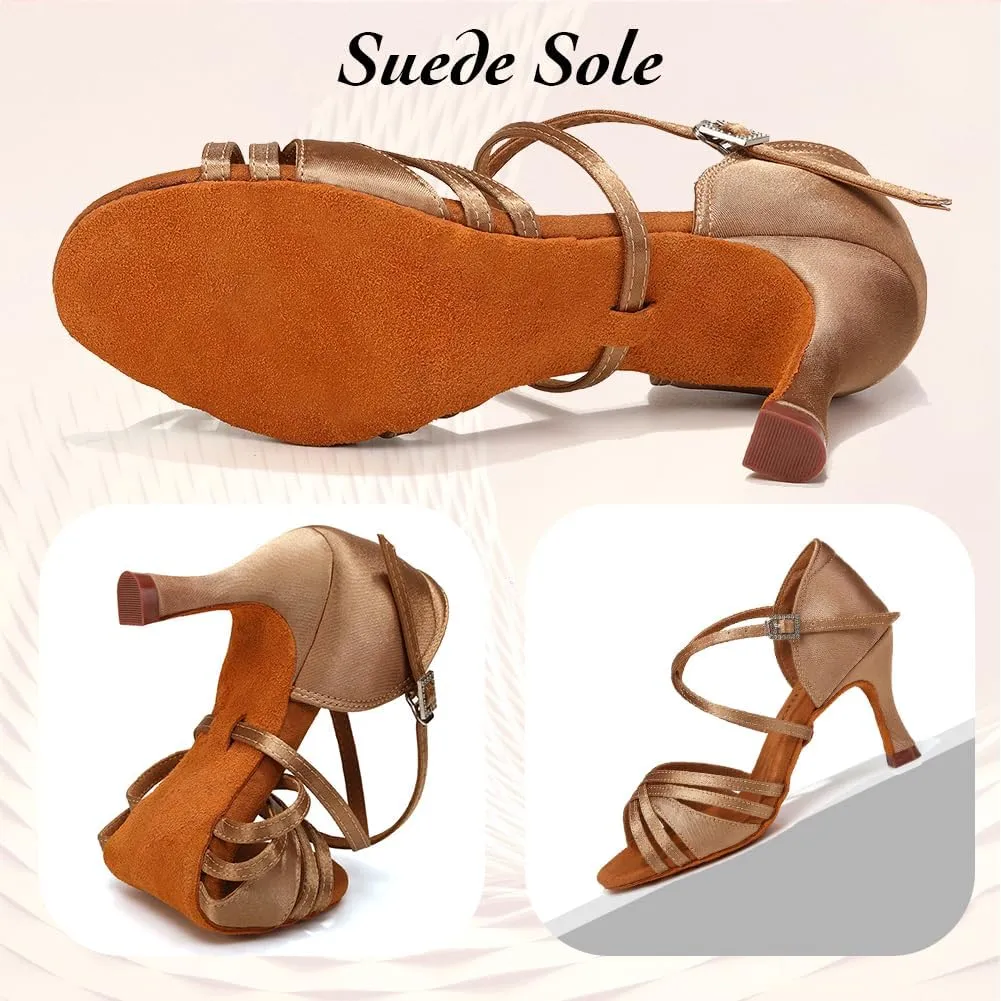 Ballroom Latin Dance Shoes for Women Open Toe Salsa Tango Professional Dance Shoes 3 Inch