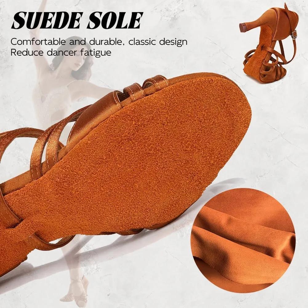 Ballroom Latin Dance Shoes for Women Open Toe Salsa Tango Professional Dance Shoes 3 Inch