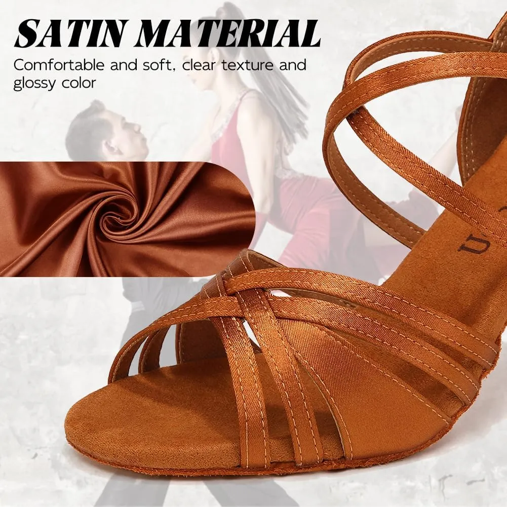 Ballroom Latin Dance Shoes for Women Open Toe Salsa Tango Professional Dance Shoes 3 Inch