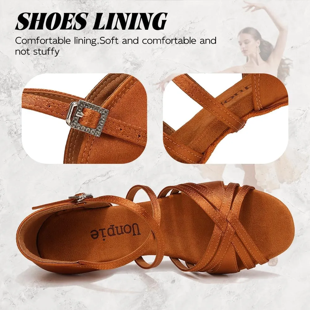 Ballroom Latin Dance Shoes for Women Open Toe Salsa Tango Professional Dance Shoes 3 Inch