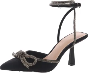 BCBGeneration Womens Ildy Satin Rhinestone Slingback Heels