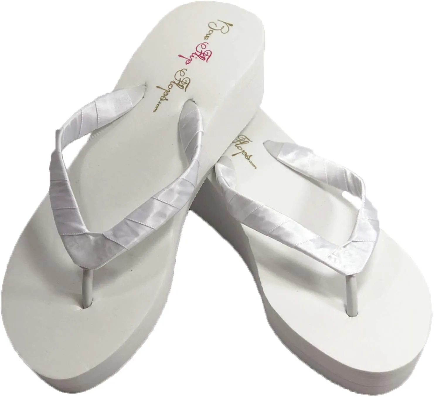 Bridal Wedge Flip Flops Ivory White 1 2 or 3.5 inch heel Womens Bridal Wedding Platform