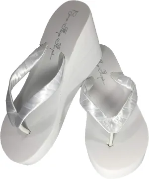 Bridal Wedge Flip Flops Ivory White 1 2 or 3.5 inch heel Womens Bridal Wedding Platform