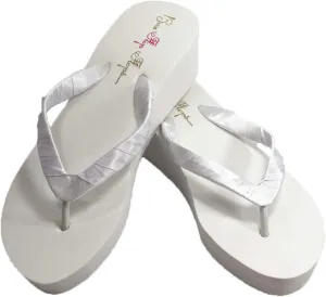 Bridal Wedge Flip Flops Ivory White 1 2 or 3.5 inch heel Womens Bridal Wedding Platform