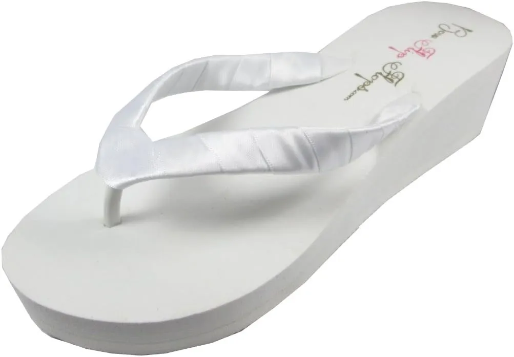 Bridal Wedge Flip Flops Ivory White 1 2 or 3.5 inch heel Womens Bridal Wedding Platform
