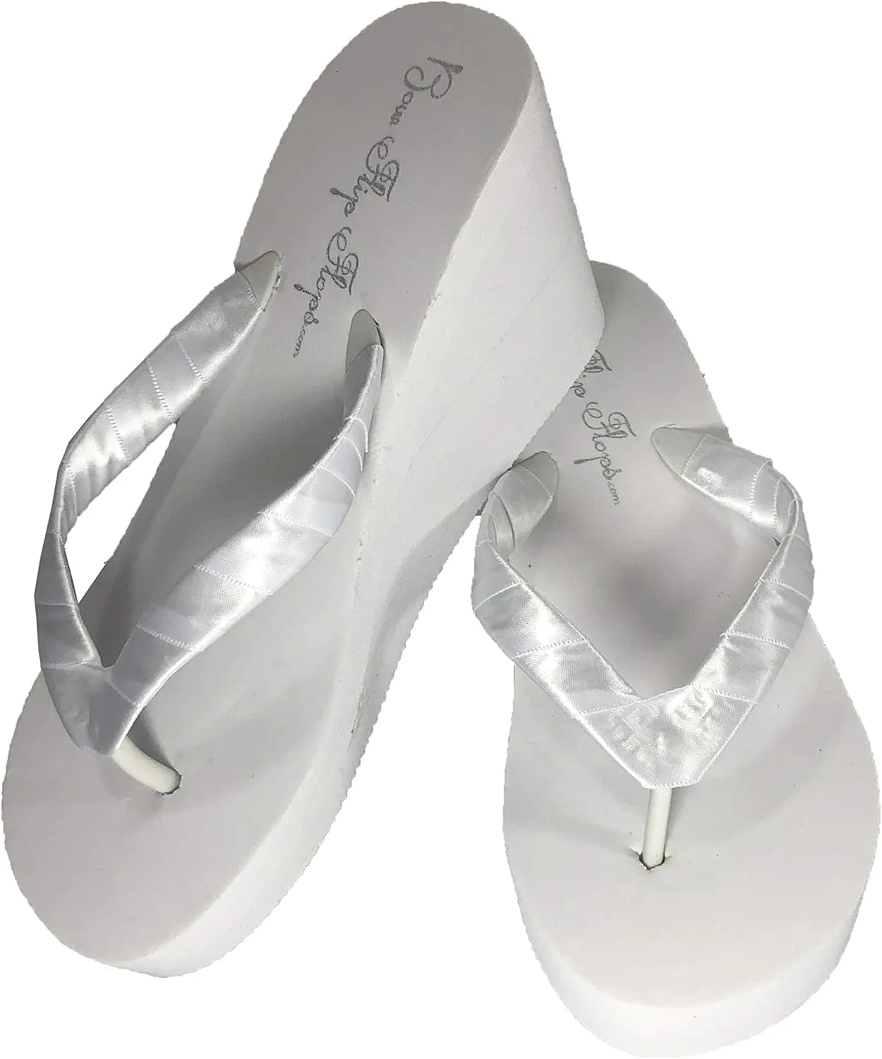 Bridal Wedge Flip Flops Ivory White 1 2 or 3.5 inch heel Womens Bridal Wedding Platform