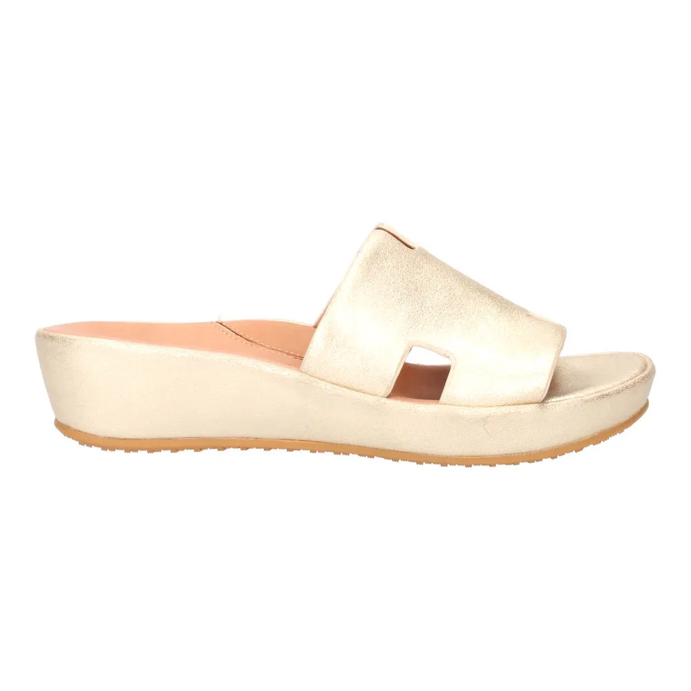 Catiana Slip on Sandal - Gold Stardust Suede