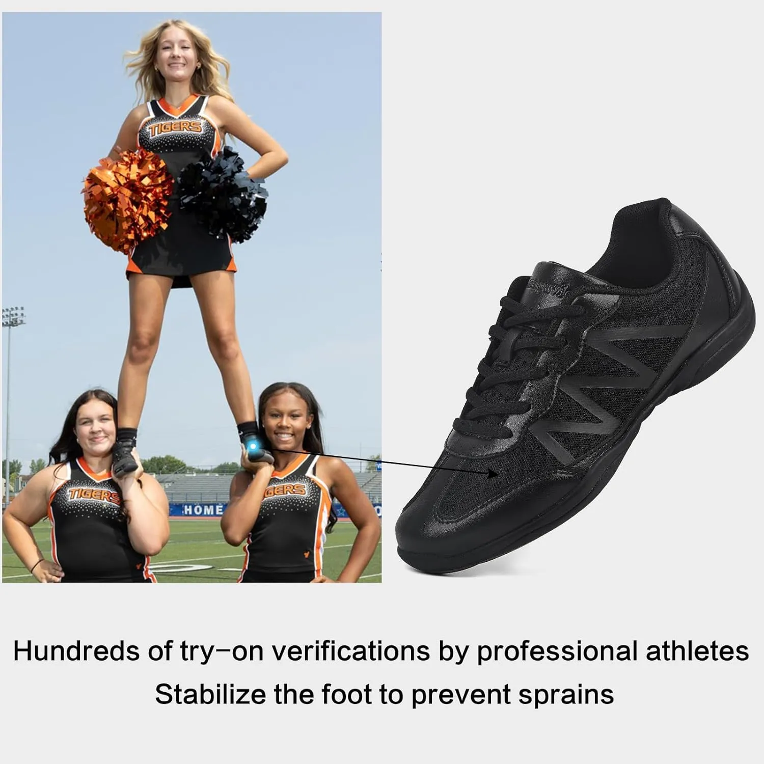 Cheer Shoes for Youth Girls White Cheerleading Athletic Dance Shoes Tennis Sneakers for Competition Sport Training