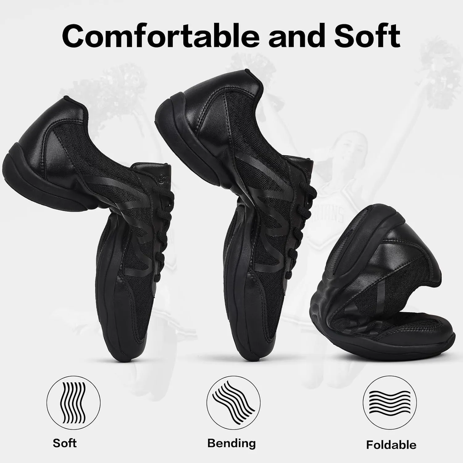 Cheer Shoes for Youth Girls White Cheerleading Athletic Dance Shoes Tennis Sneakers for Competition Sport Training