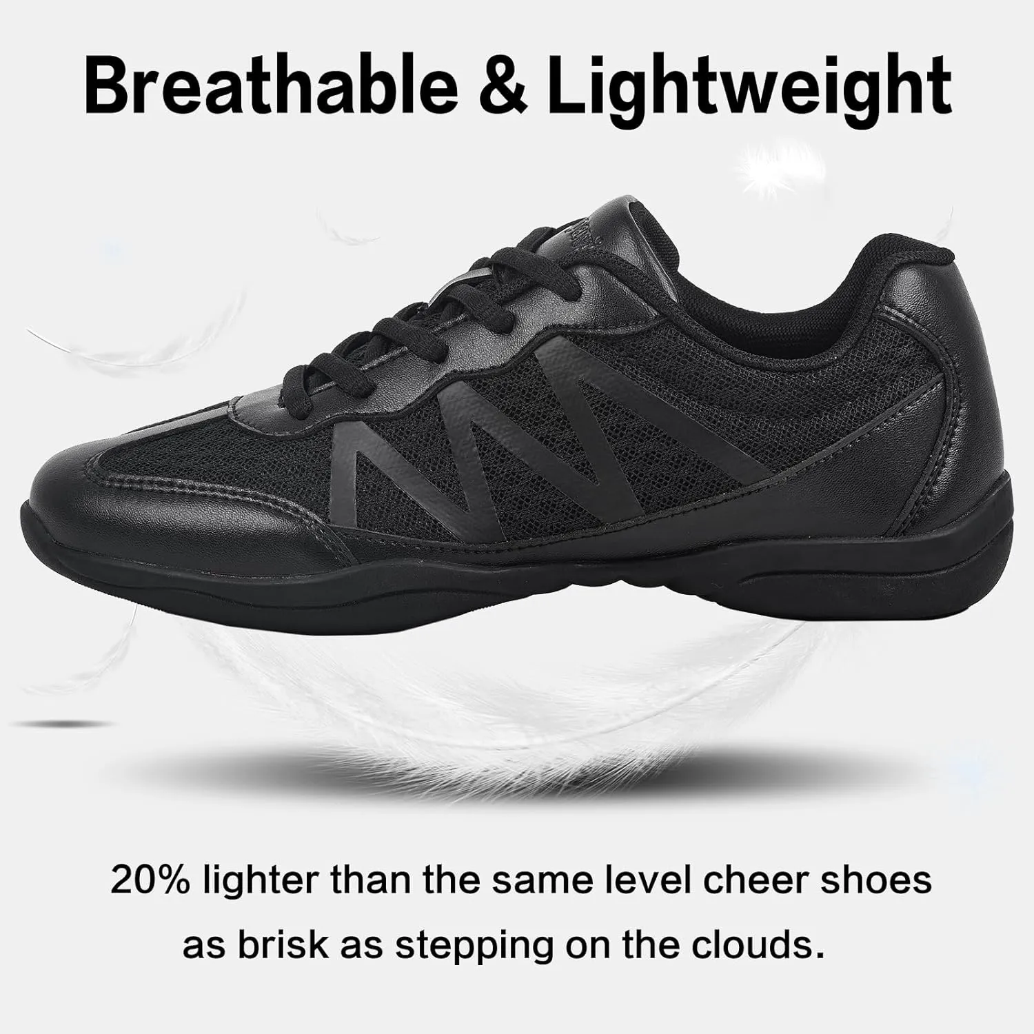 Cheer Shoes for Youth Girls White Cheerleading Athletic Dance Shoes Tennis Sneakers for Competition Sport Training