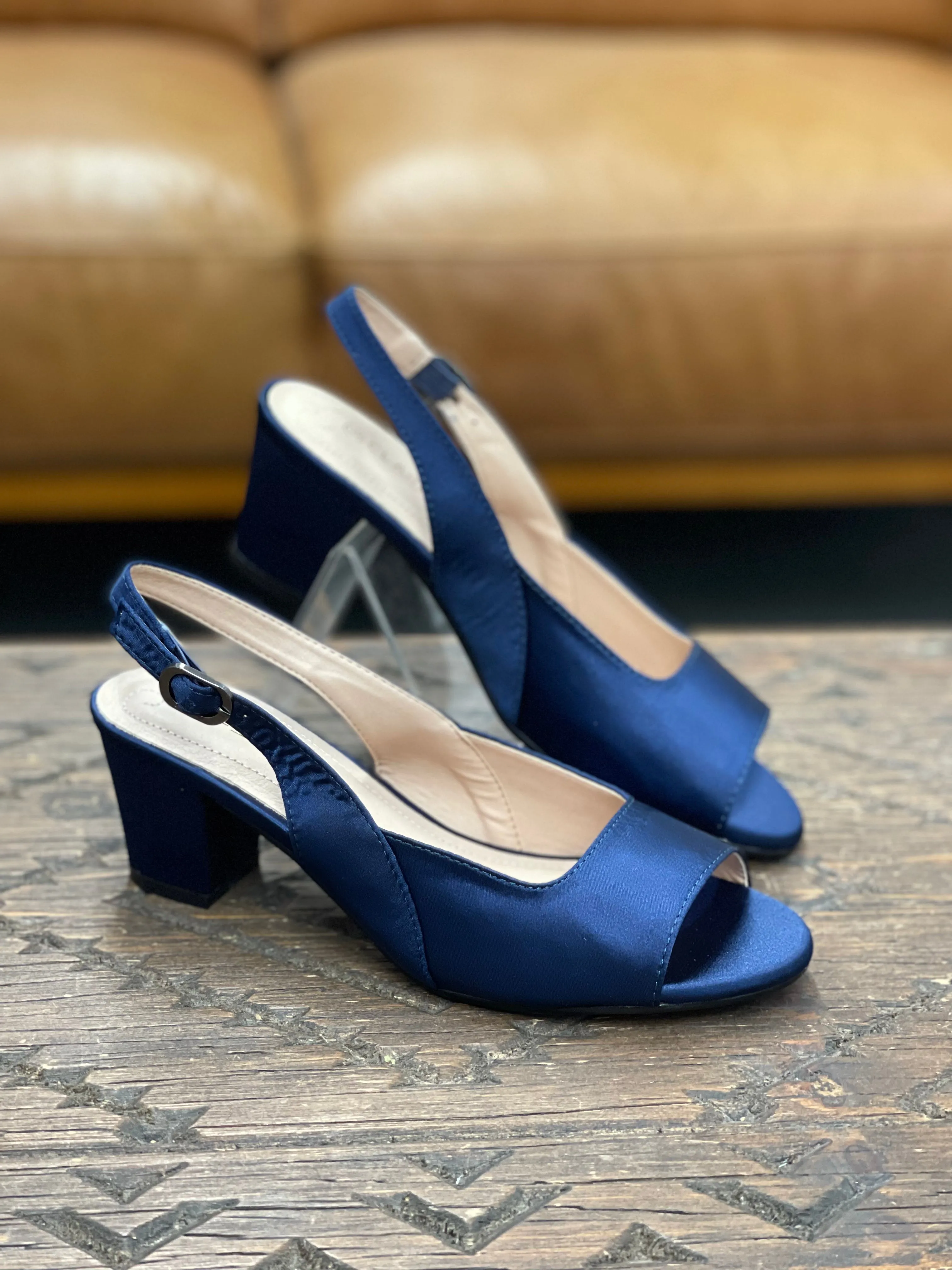 Clarice Nan Navy Satin Heel