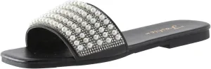 Comfortable Slip On Slide Sandals Fashion Spring Summer Women Slippers Flat Bottom Lightweight Pearl Solid Open Toe