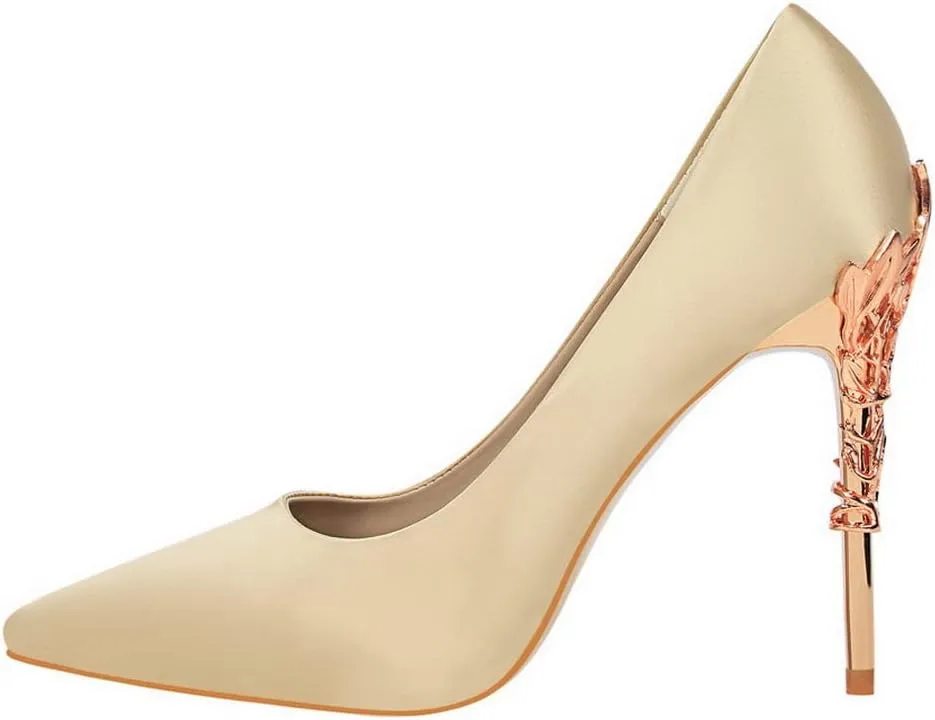 CosyFever Womens DC128 Dress Tuxedo Studded Satin Low Stiletto Pumps