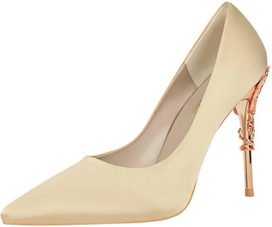CosyFever Womens DC128 Dress Tuxedo Studded Satin Low Stiletto Pumps