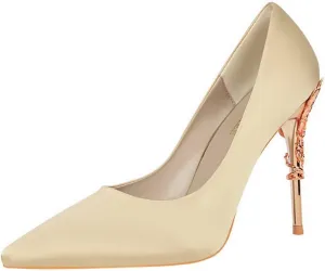 CosyFever Womens DC128 Dress Tuxedo Studded Satin Low Stiletto Pumps