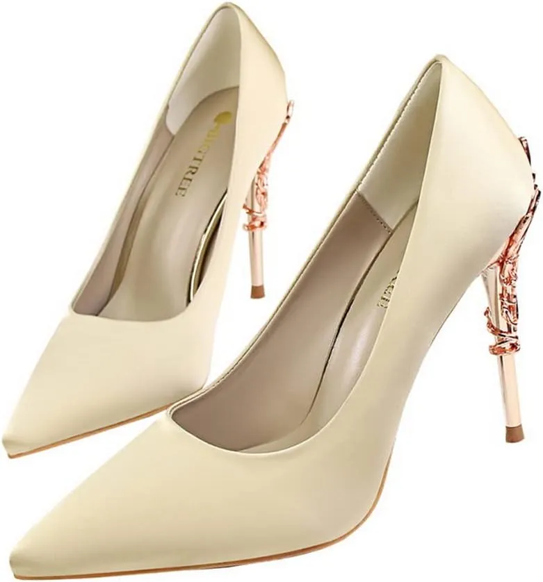 CosyFever Womens DC128 Dress Tuxedo Studded Satin Low Stiletto Pumps