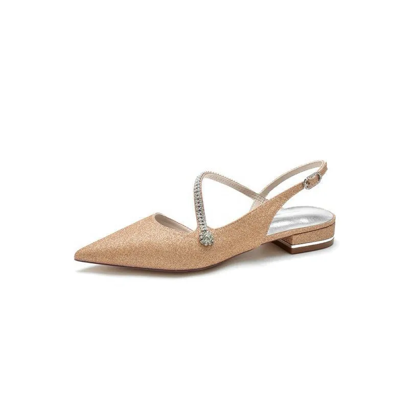 Crystal Slingback Sequin Pointed Toe Flats
