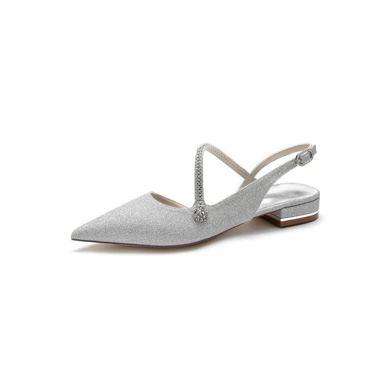 Crystal Slingback Sequin Pointed Toe Flats