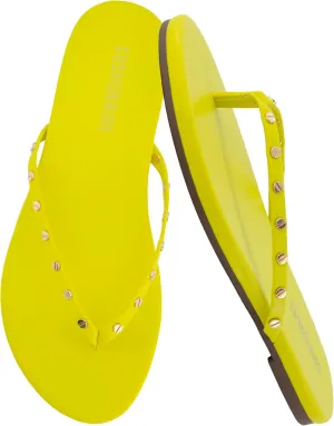 CUSHIONAIRE Confetti Women’s Studded Flip Flop Sandal – Slip-On Thong with Memory Foam & Stylish Rivet Strap