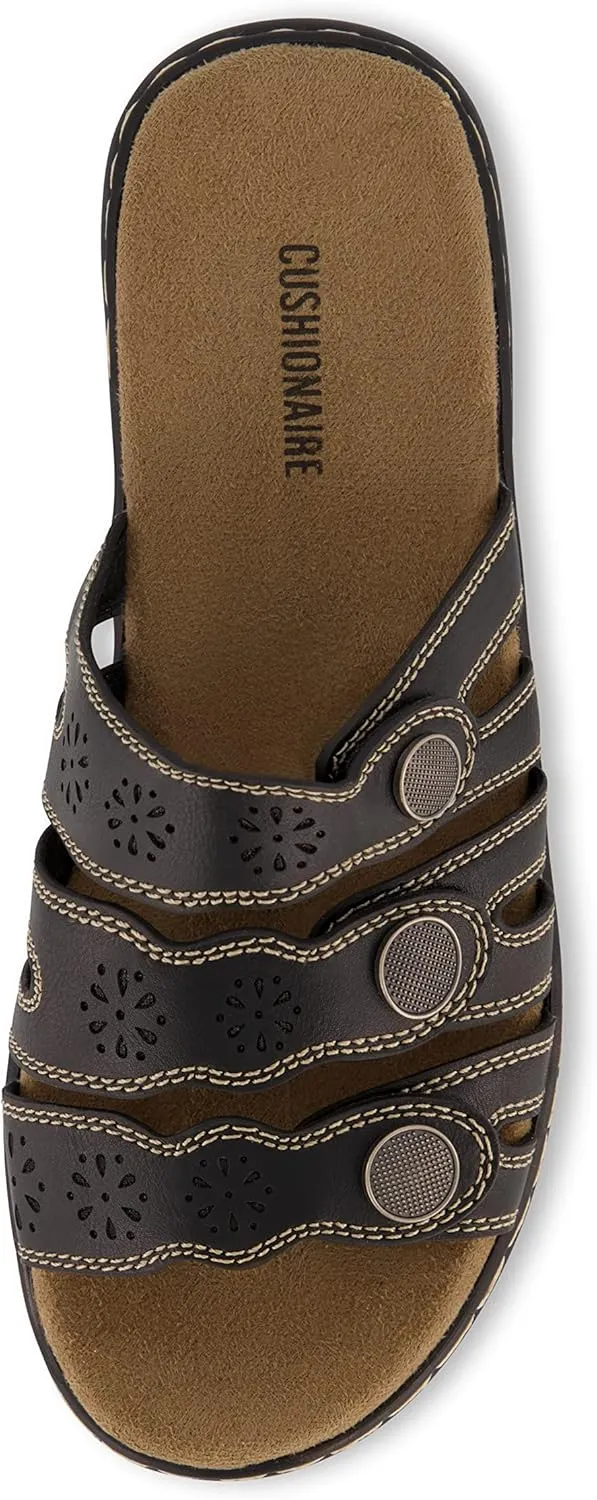 CUSHIONAIRE Women's Barret comfort sandal with  Comfort Foam and Wide Widths Available