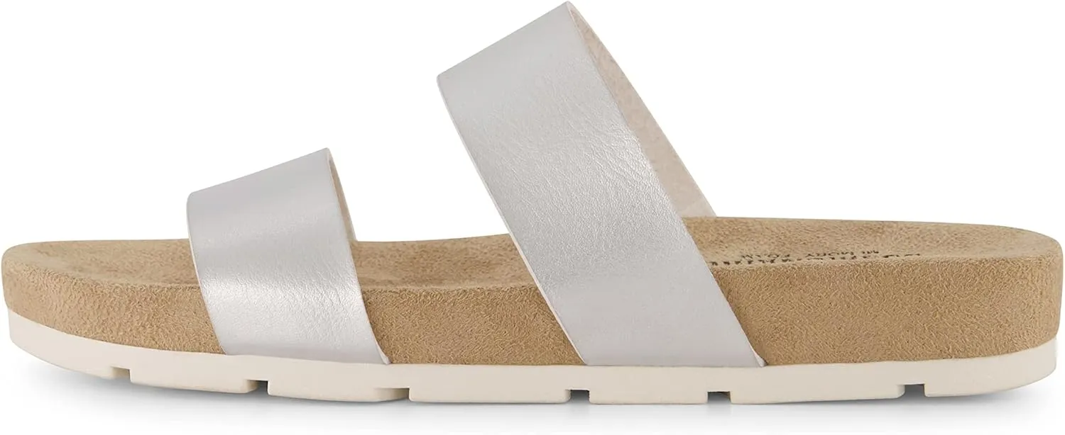 CUSHIONAIRE Women's Jaimy 2 band footbed slide sandal  Memory Foam