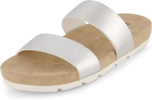 CUSHIONAIRE Women's Jaimy 2 band footbed slide sandal  Memory Foam