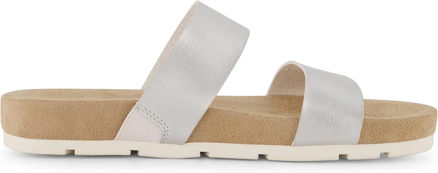 CUSHIONAIRE Women's Jaimy 2 band footbed slide sandal  Memory Foam