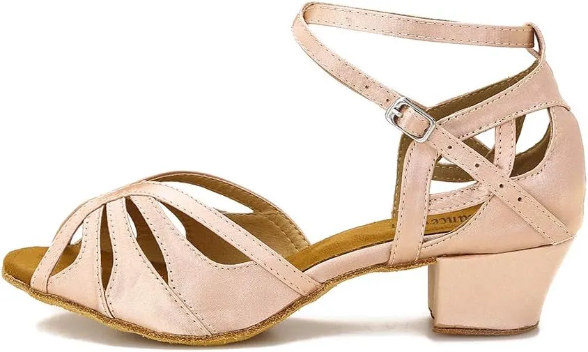 Dance Shoes for Women Low Heel Ballroom Dance Shoes Salsa Latin Practice Dancing Shoes Cuban Heels 1.5 inch