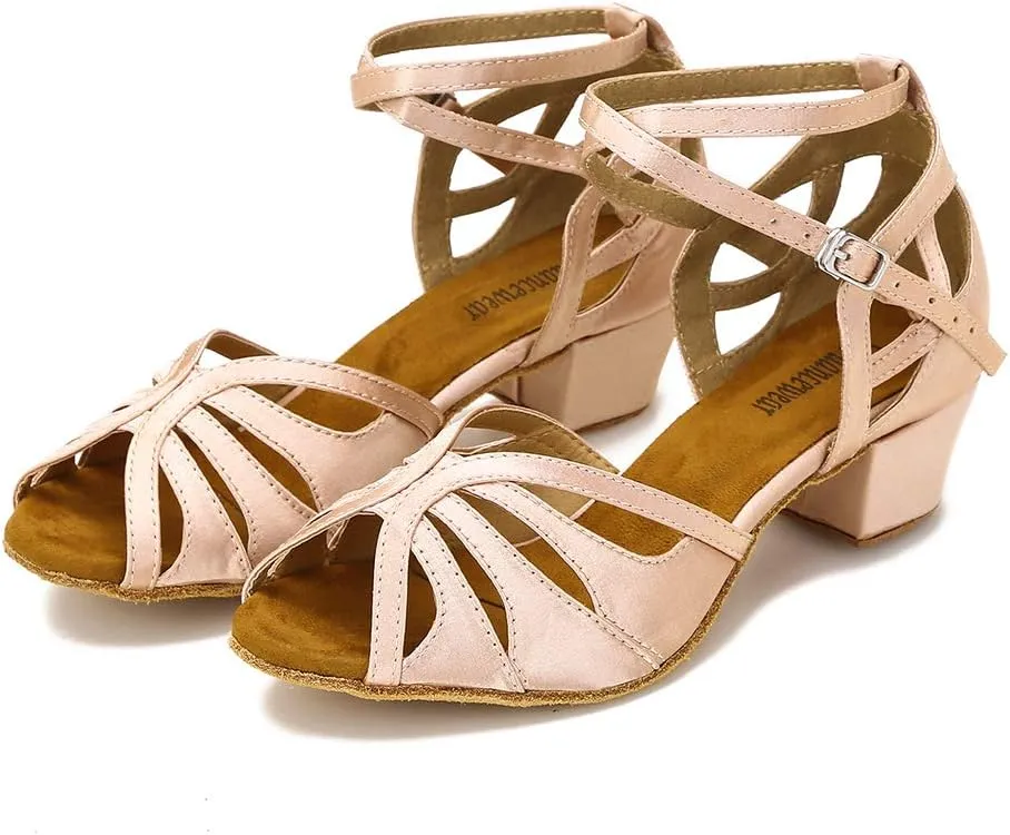 Dance Shoes for Women Low Heel Ballroom Dance Shoes Salsa Latin Practice Dancing Shoes Cuban Heels 1.5 inch