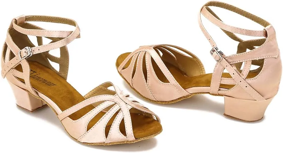 Dance Shoes for Women Low Heel Ballroom Dance Shoes Salsa Latin Practice Dancing Shoes Cuban Heels 1.5 inch
