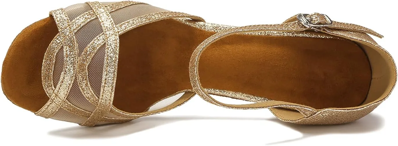 Dance Shoes Women Latin Salsa Ballroom Shoes Dancing Shoe 2.5 Inch Heel