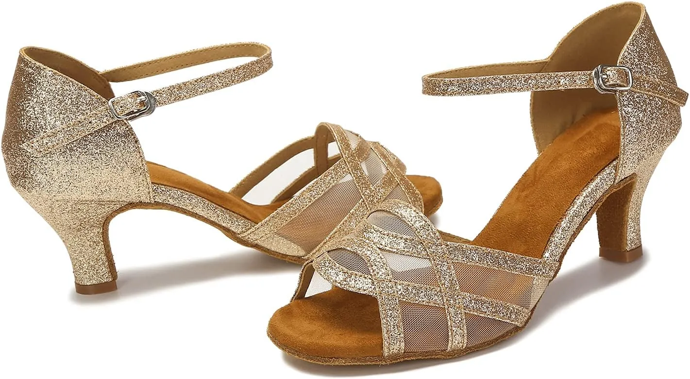Dance Shoes Women Latin Salsa Ballroom Shoes Dancing Shoe 2.5 Inch Heel