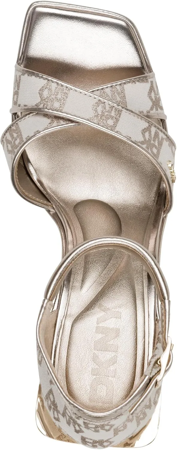 DKNY Women's Linda Platform Ankle Strap Block Heel Heeled Sandal