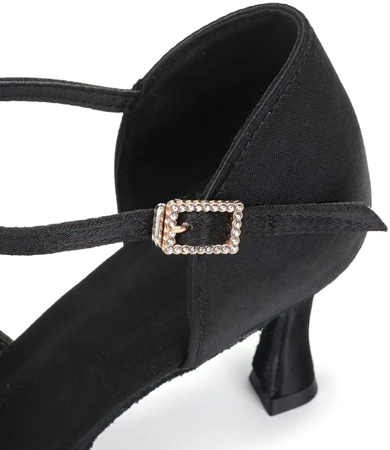 DKZSYIM Women's Satin Latin Dance Shoes Professional Ballroom Salsa Practice Performance Dancing Shoes,Model SS331