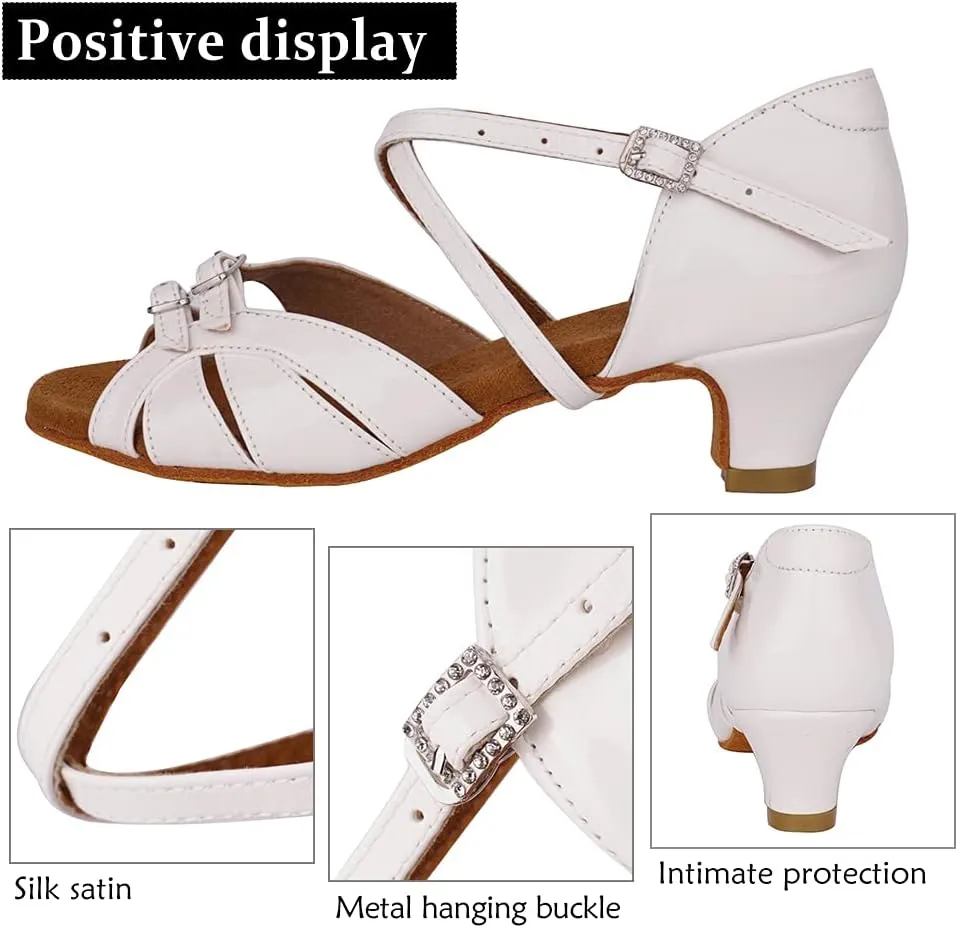 DKZSYIM Women's Satin Latin Dance Shoes Professional Ballroom Salsa Practice Performance Dancing Shoes,Model XGG-Women