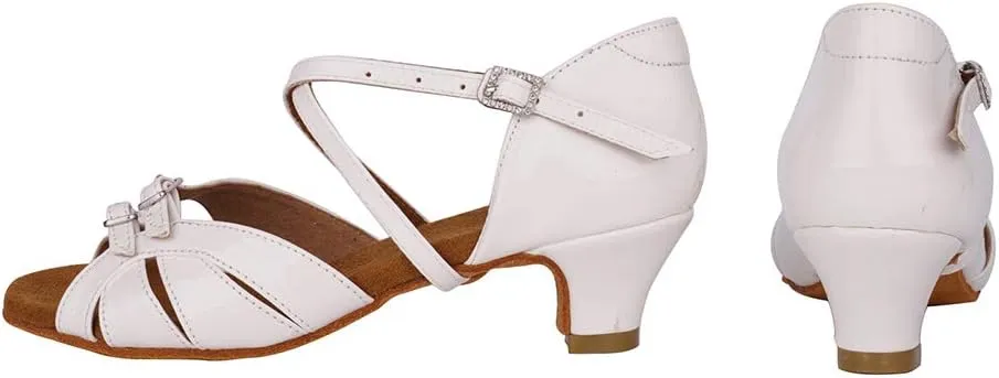 DKZSYIM Women's Satin Latin Dance Shoes Professional Ballroom Salsa Practice Performance Dancing Shoes,Model XGG-Women