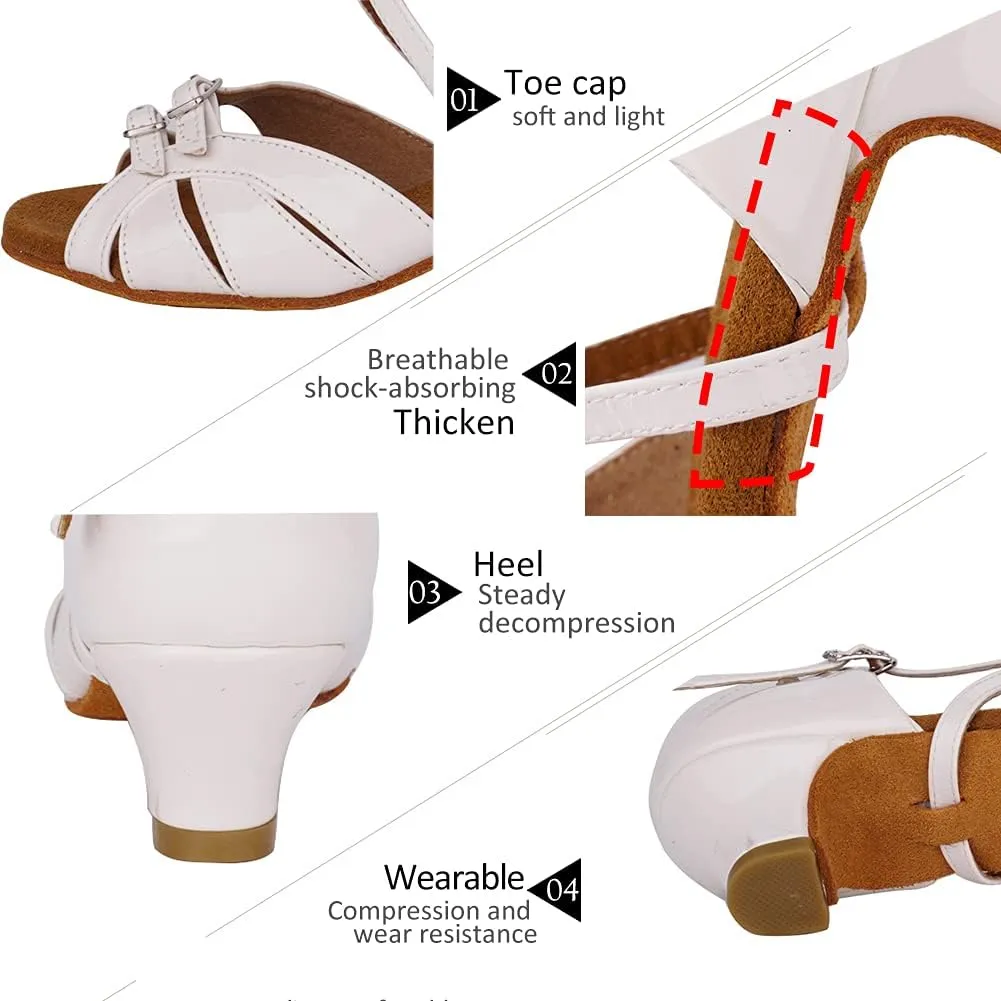 DKZSYIM Women's Satin Latin Dance Shoes Professional Ballroom Salsa Practice Performance Dancing Shoes,Model XGG-Women