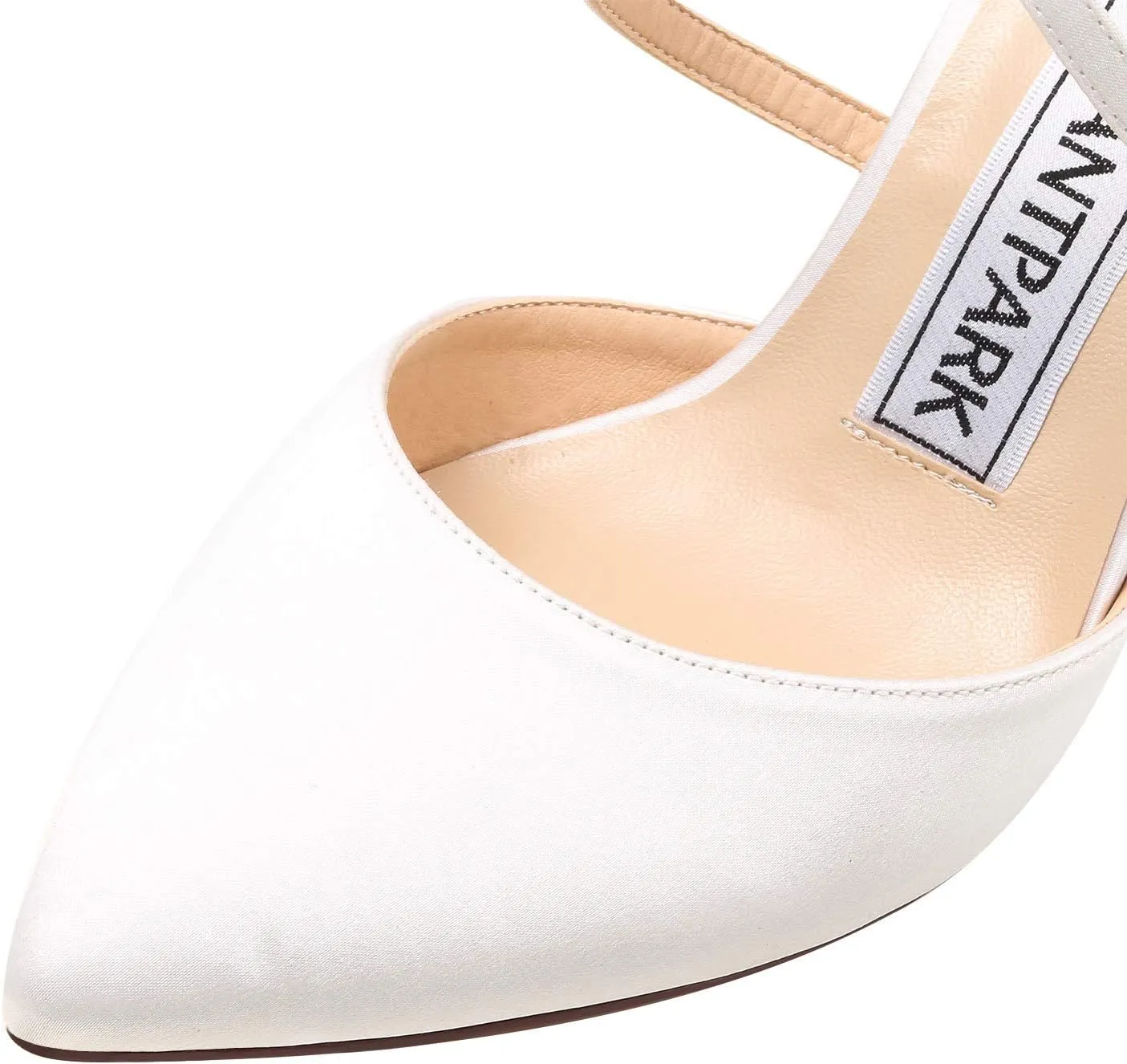 ELEGANTPARK Heels for Women Closed Toe Strappy Pointed High Heel Pumps Satin Pointy Wedding Evening Dress Shoes