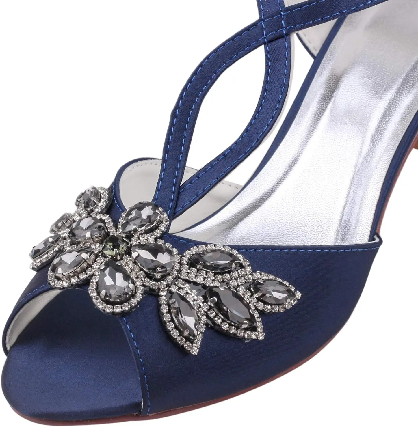 Emily Bridal Ivory Wedding Shoes Peep Toe Rhinestones Kitten Heel Bridal Shoes Women Shoes