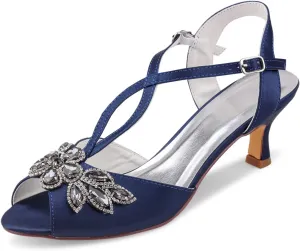 Emily Bridal Ivory Wedding Shoes Peep Toe Rhinestones Kitten Heel Bridal Shoes Women Shoes