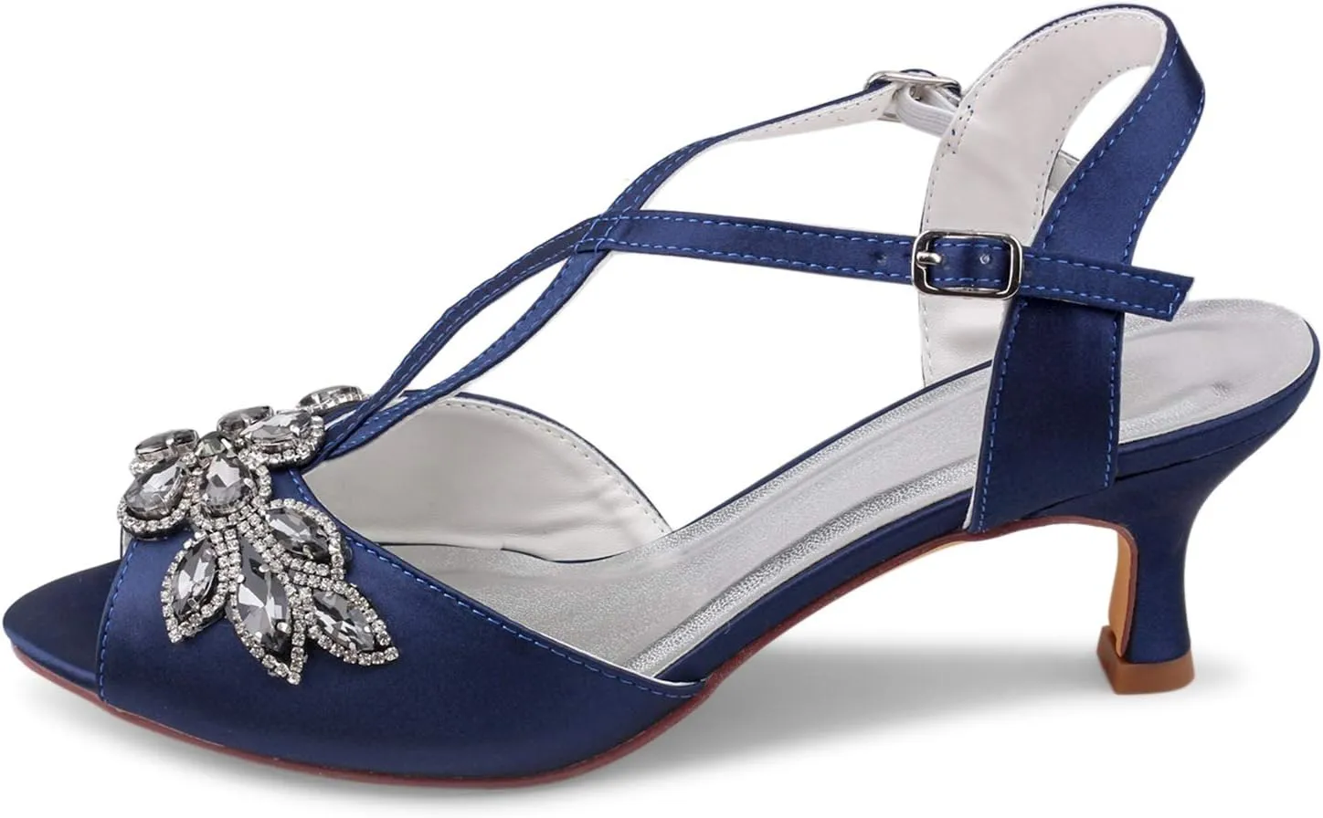 Emily Bridal Ivory Wedding Shoes Peep Toe Rhinestones Kitten Heel Bridal Shoes Women Shoes