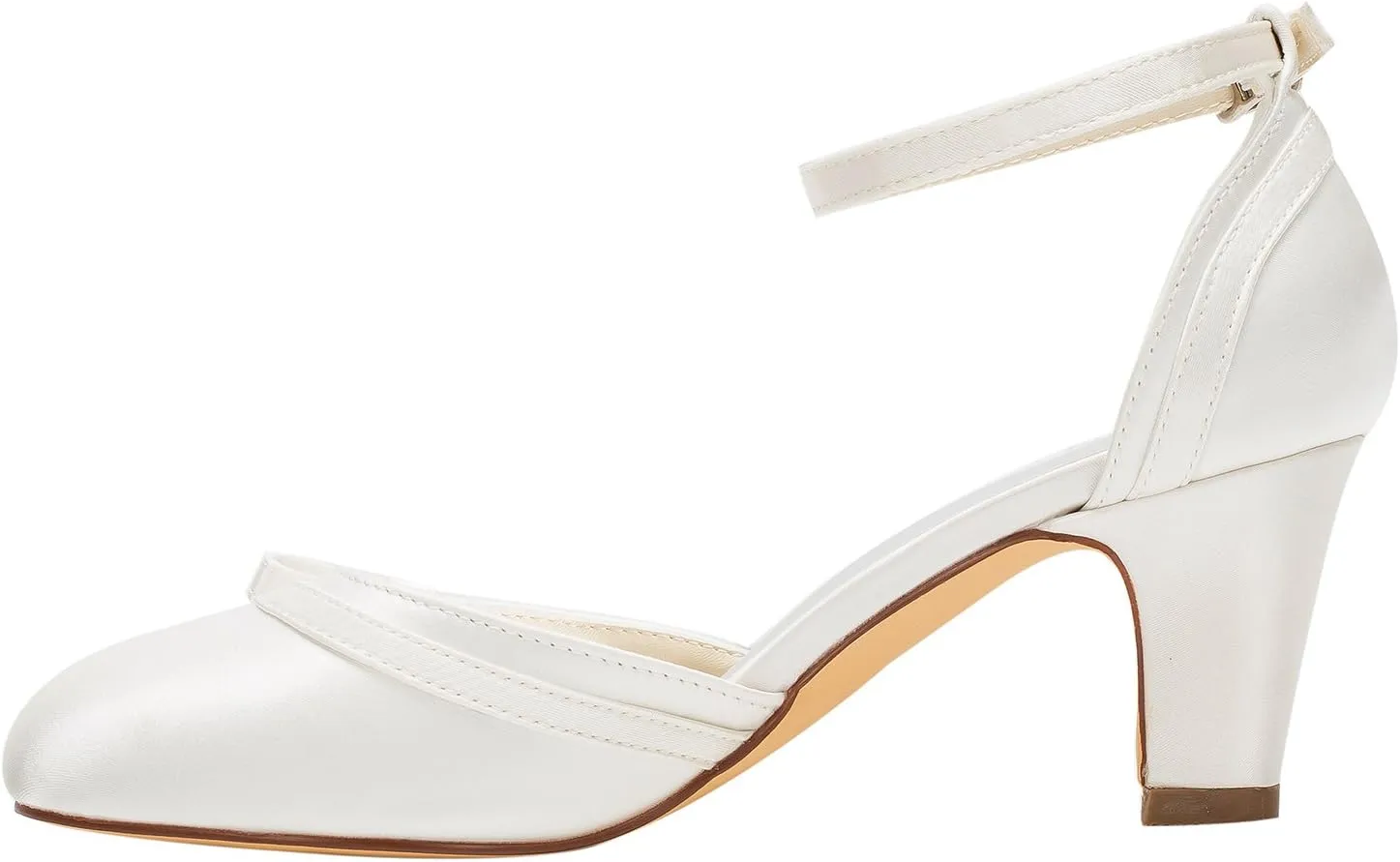 Emily Bridal Wedding Shoes Ivory Wedding Shoes High Heel Round Ankle Strap Bow Bridal Shoes