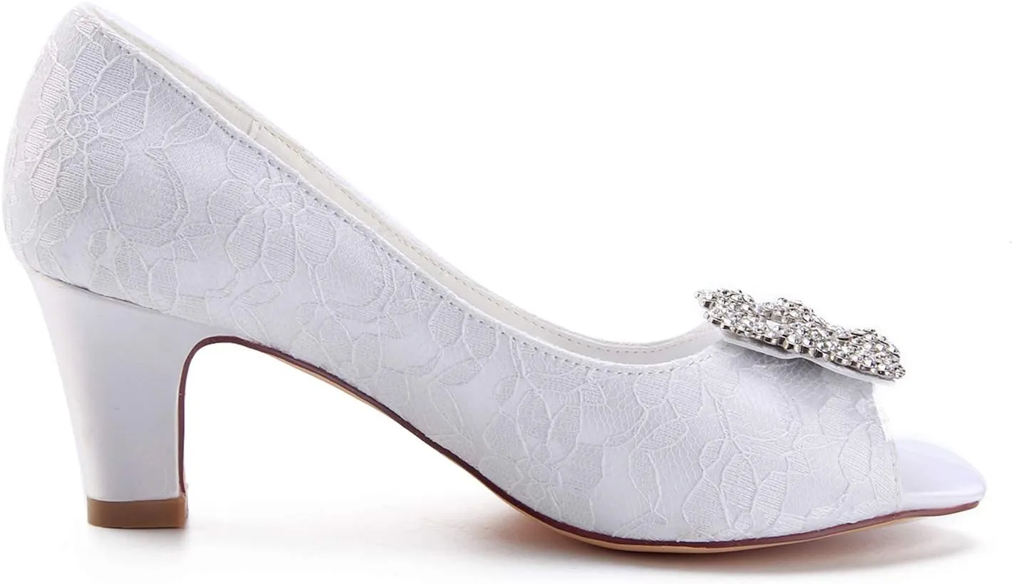 Emily Bridal Wedding Shoes Peep Bridal Shoes Heel Sandals