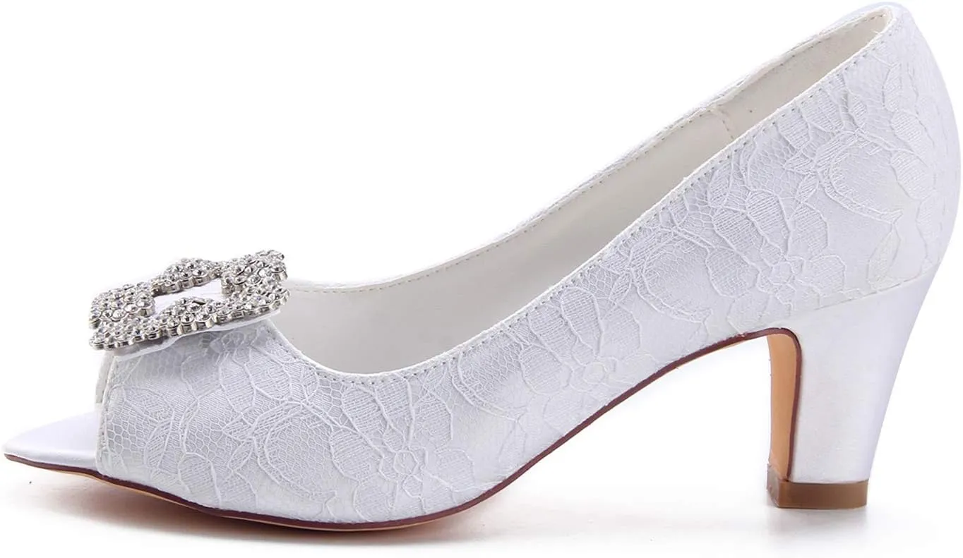 Emily Bridal Wedding Shoes Peep Bridal Shoes Heel Sandals