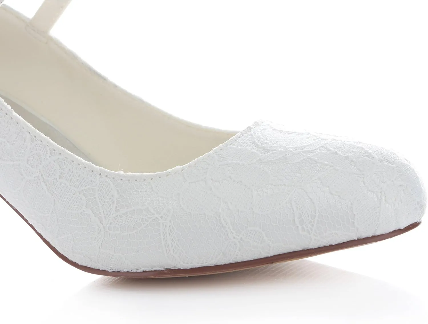 Emily Bridal Wedding Shoes Women's Lace Stiletto Heel Closed Toe Pumps Buckle