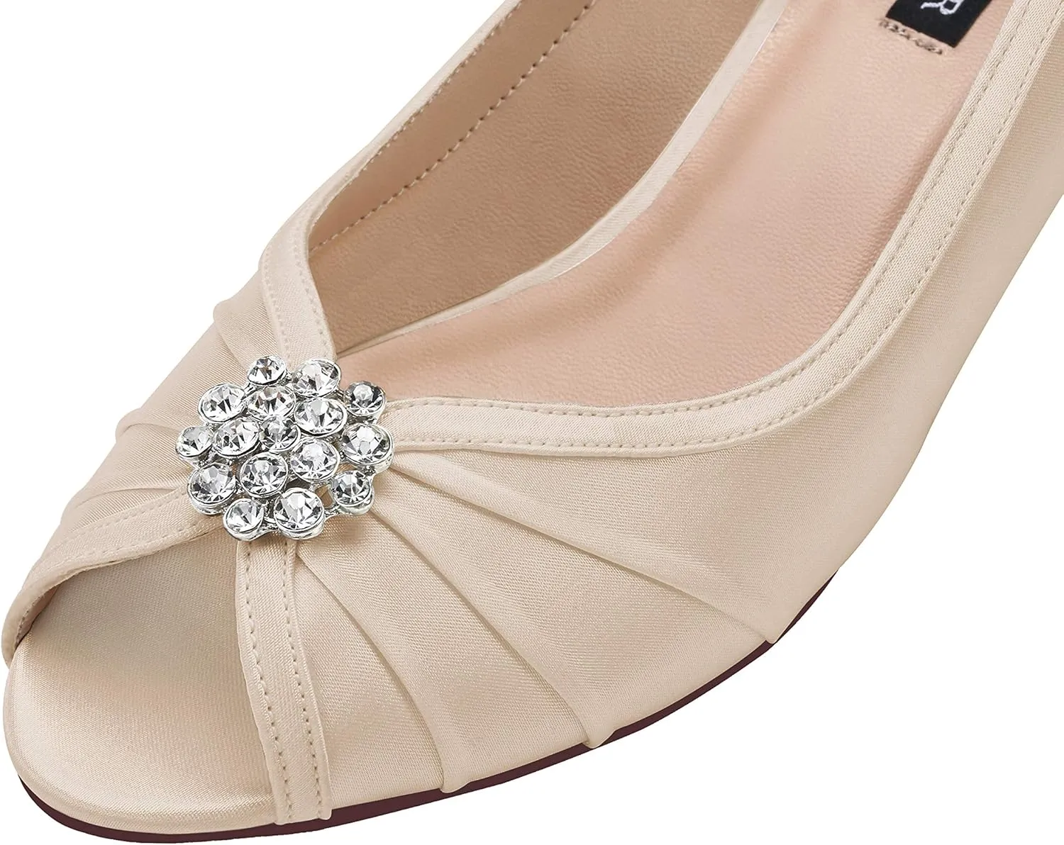 ERIJUNOR Women Comfortable Low Heel Wedges Peep Toe Wedding Shoes